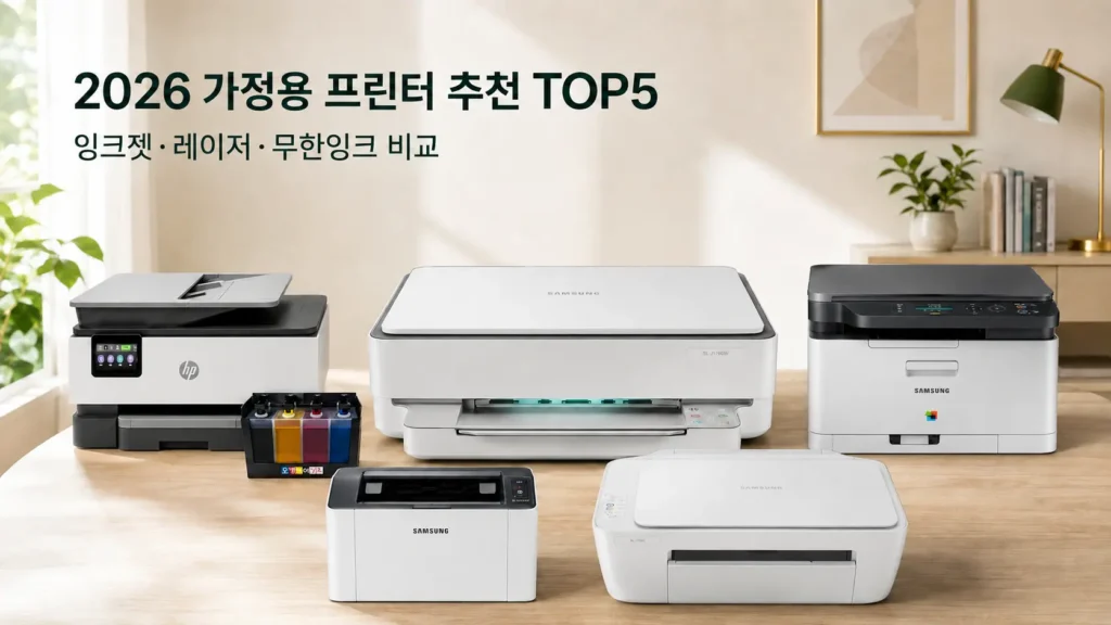 2026 가정용 프린터 추천 TOP5 잉크젯·레이저·무한잉크 비교
