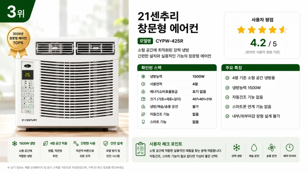 2026 창문형 에어컨 추천 TOP5 제품 비교 이미지