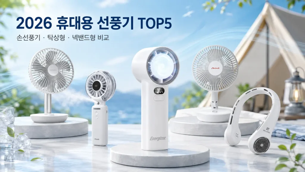 핸디형과 탁상형, 넥밴드형 제품을 비교한 2026 휴대용 선풍기 추천 TOP5 대표 이미지