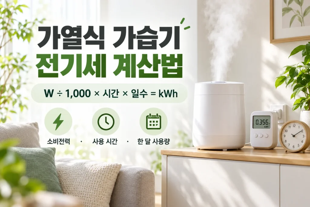 가열식 가습기 전기세 계산법과 소비전력·사용 시간·월 사용량 공식